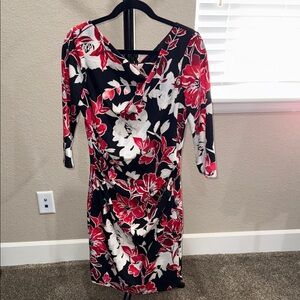 White House Black Market Black and Red Floral Dress